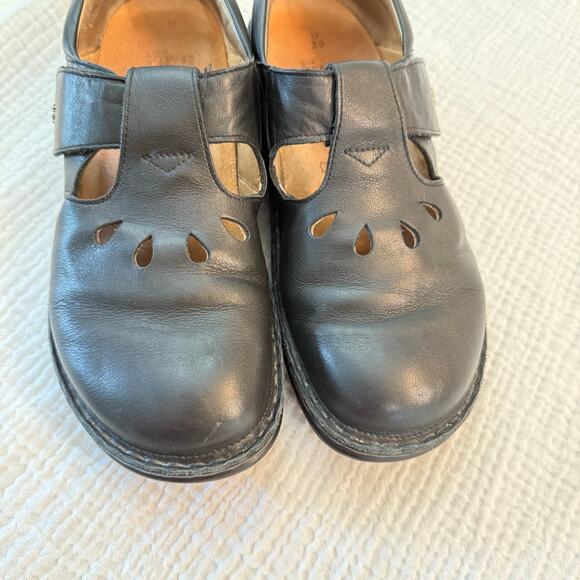 Finn Comfort Mary Jane Shoes Size 39 Black Leather Cut Out Buckle Germany - Picture 6 of 11